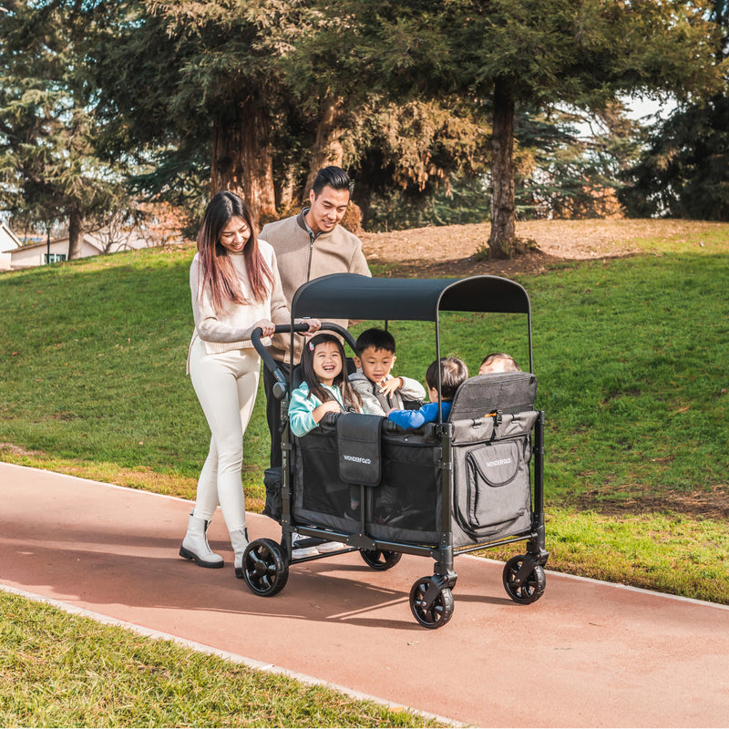 Multi-kids stroller wagon with raised seats