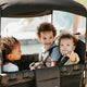 kids wagon with raised seats and safety harness