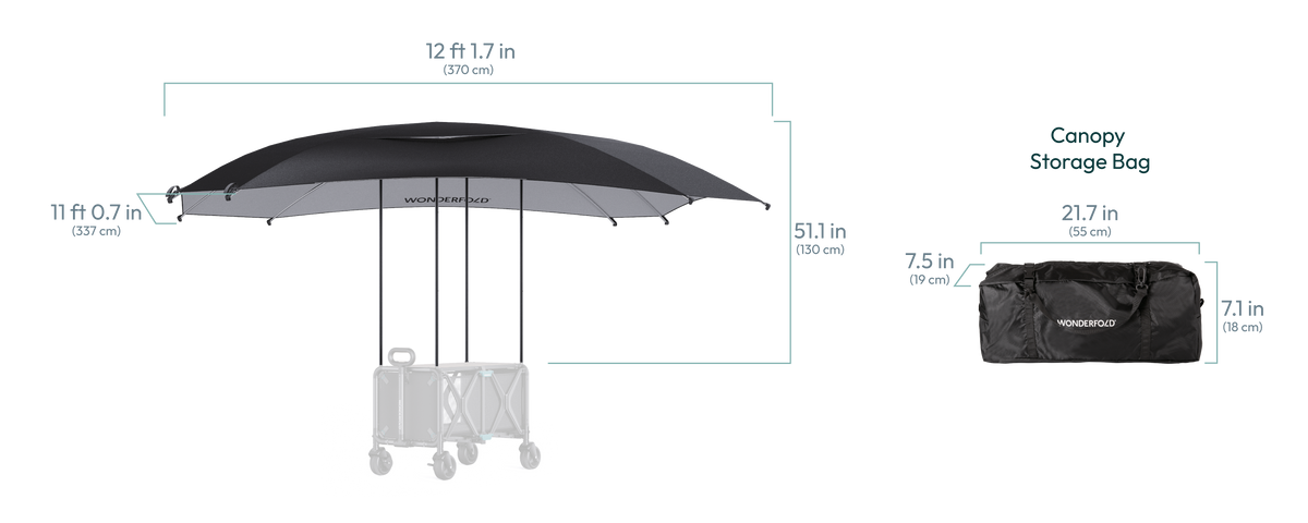 S5 canopy and storage bag 
dimensions