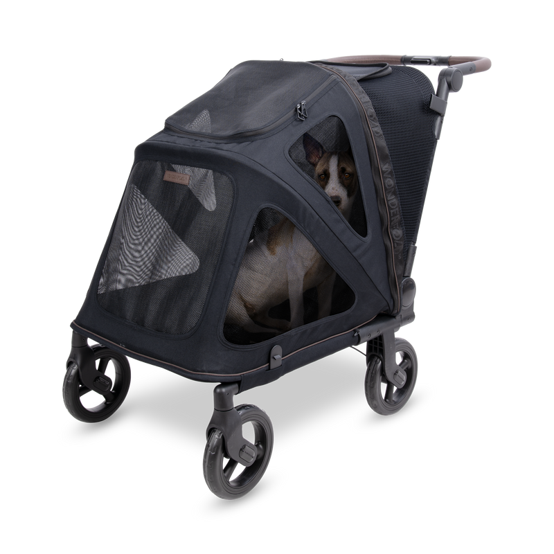 air conditioned dog stroller Wonderfold Hudson Flat Fold Pet Stroller Medium / Graphite Black