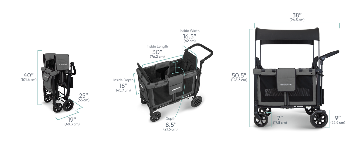 W2OG-plus double stroller dimensions
