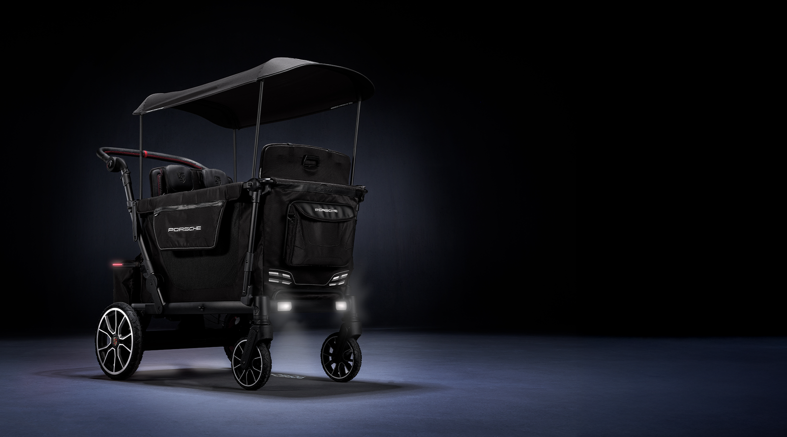 Porsche premium stroller wagon with lights on