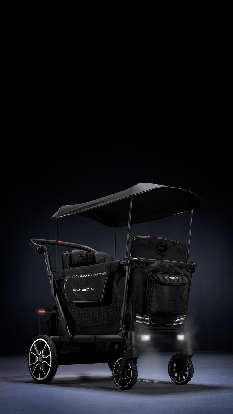 Porsche premium stroller wagon with lights on