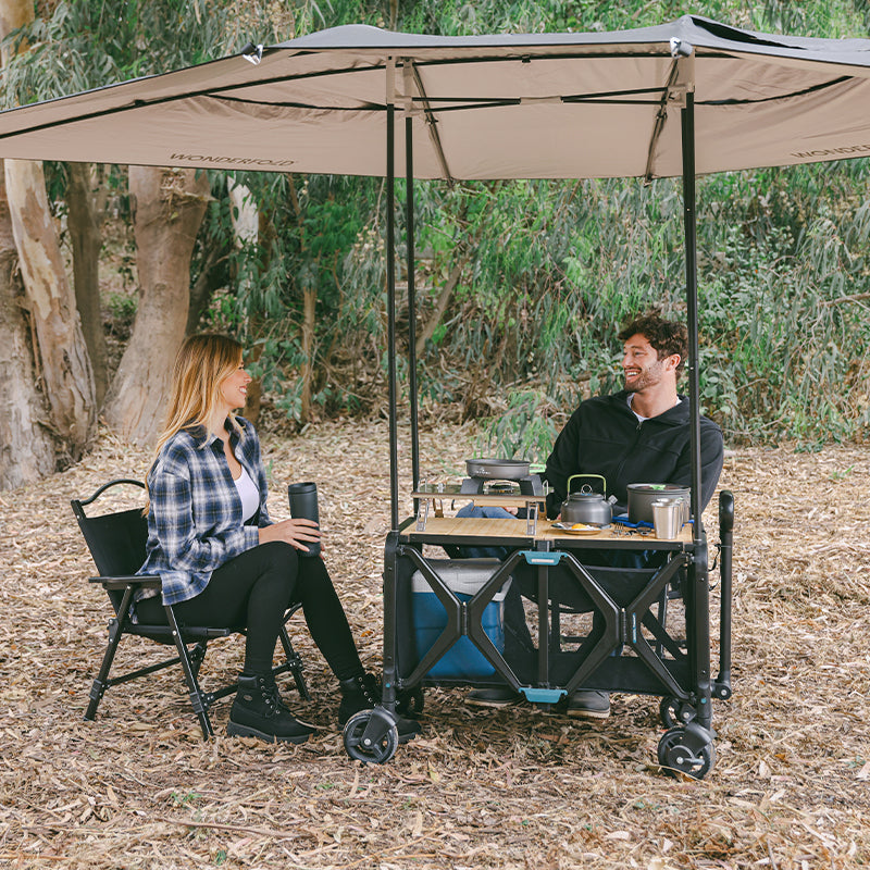 camping wagon with tabletop and canopy