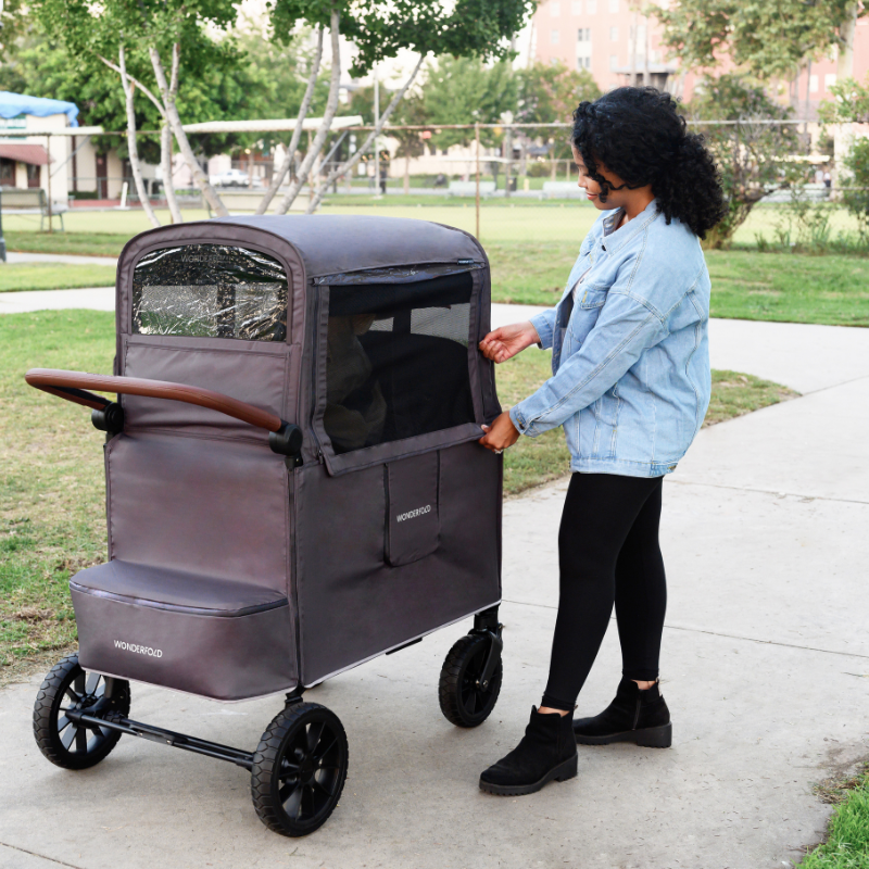 Zippable weather cover for stroller wagon