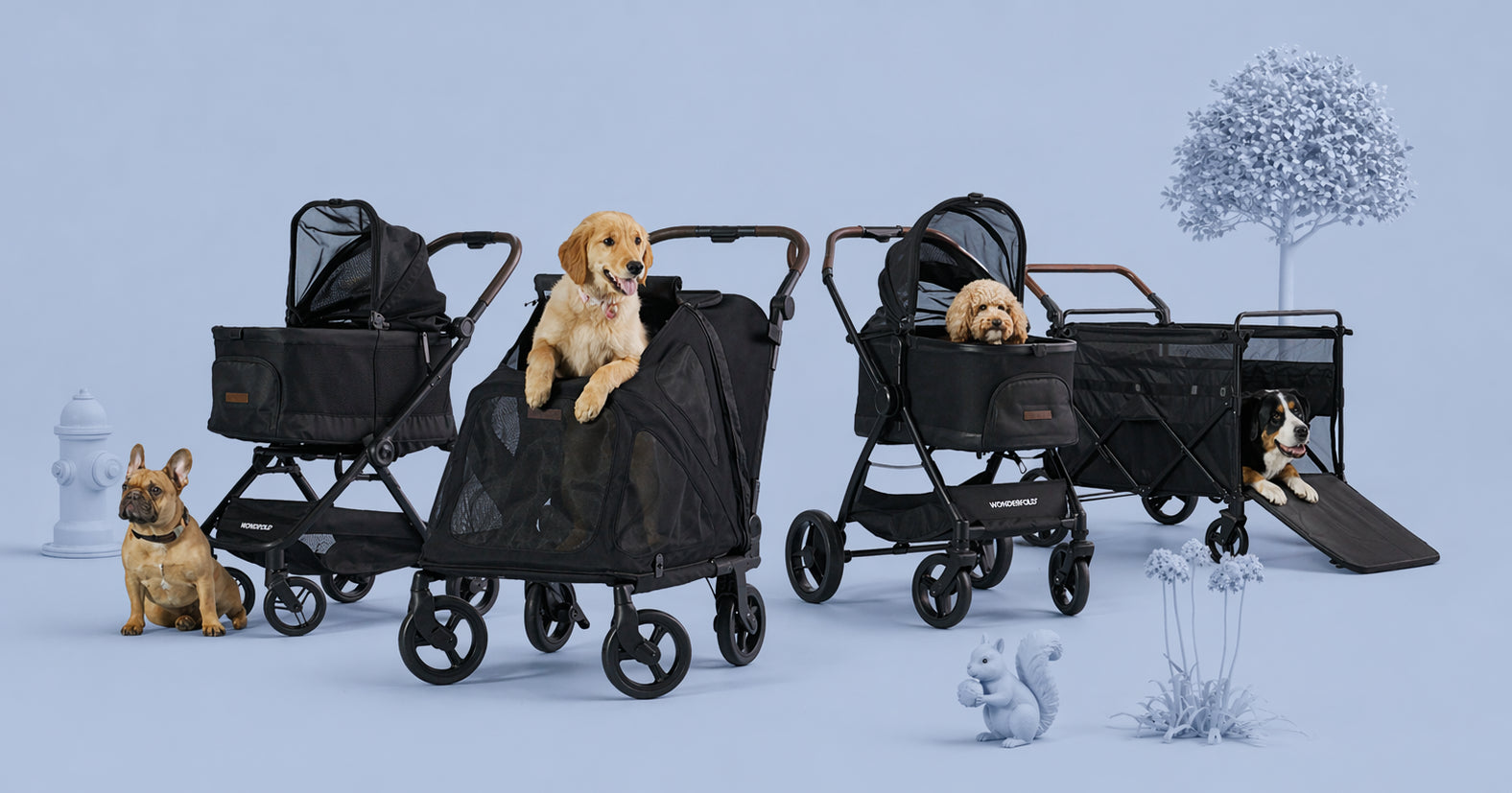Hudson FLATFOLD Pet Stroller for Medium & Large Dogs – WONDERFOLD
